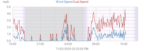 Today's Wind and Gust Speed graph
