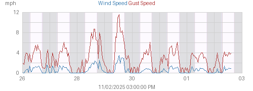 Week's Wind and Gust Speed graph